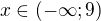 kopírovat do textarea $x\in (-\infty; 9)$