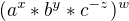 $(a^x * b^y * c^{-z})^w$