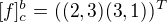 $[f]_{c}^{b}=((2,3)(3,1))^{T}$