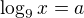 $\log_9x=a$