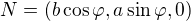 $N=(b\cos\varphi,a\sin\varphi,0)$