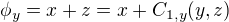 $\phi_y=x+z=x+C_{1,y}(y,z)$