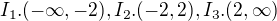 $I_1. (-\infty , -2), I_2. (-2 , 2 ), I_3. (2, \infty)$