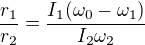 kopírovat do textarea $\frac{r_1}{r_2}=\frac{I_1(\omega _0-\omega _1)}{I_2\omega_2}$