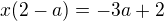 $x(2-a)=-3a+2$