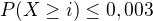 $P(X\ge i)\le 0,003$