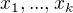 $x_1,...,x_k$