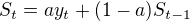 $S_t=ay_t+(1-a)S_{t-1}$