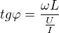 $tg\varphi =\frac{\omega L}{\frac{U}{I}}$