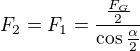 kopírovat do textarea $F_2=F_1=\frac{\frac{F_G}2}{\cos\frac{\alpha}2}$
