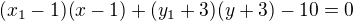 $(x_{1}-1)(x-1)+(y_{1}+3)(y+3)-10=0$