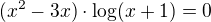 $(x^2-3x)\cdot\log (x+1) = 0 $