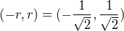 $(-r,r)=(-\frac{1}{\sqrt2},\frac{1}{\sqrt2})$