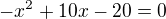 kopírovat do textarea $-x^2+10x-20=0$