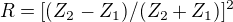 $R=[(Z_2-Z_1) / (Z_2+Z_1)]^2$