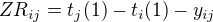 kopírovat do textarea $ZR_{ij}=t_{j}(1)-t_{i}(1)-y_{ij}$