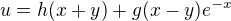 $u=h(x+y)+g(x-y)e^{-x}$