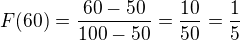 $F(60)=\frac{60-50}{100-50}=\frac{10}{50}=\frac{1}{5}$