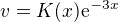 $v=K(x) \mathrm{e}^{{-3x}}$