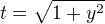 $t=\sqrt{1+y^{2}}$