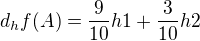 kopírovat do textarea $d_hf(A)=\frac{9}{10}h1+\frac{3}{10}h2$