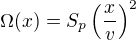 $\Omega(x)=S_p\(\frac{x}{v}\)^2$