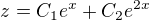 $z=C_1e^x+C_2e^{2x}$