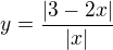 $y=\frac{|3-2x|}{|x|}$