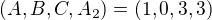 $(A,B,C,A_2) = (1,0,3,3)$