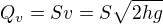 $Q_{v}=Sv=S\sqrt{2hg}$
