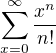 $\sum_{x=0}^{\infty }\frac{x^{n}}{n!}$