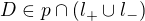 $D\in p\cap\(l_+\cup l_-\)$