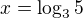 $x=\log_35$