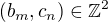 $(b_m,c_n)\in\mathbb{Z}^2$