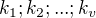 $k_1; k_2;...; k_v$