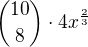 ${10\choose 8}\cdot 4x^{\frac 23}$