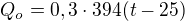 $Q_{o}=0,3\cdot394(t-25)$