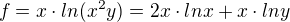 kopírovat do textarea $f = x \cdot ln(x^2y) = 2x \cdot lnx + x \cdot lny$