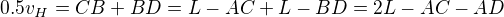 kopírovat do textarea $0.5v_H = CB + BD = L-AC + L-BD = 2L - AC -AD$