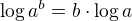 $\log a^b=b\cdot\log a$