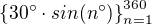$\{30^\circ \cdot sin (n^\circ )\}^{360}_{n=1}$