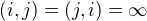 $(i,j)=(j,i)=\infty $