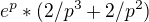 $e^p*(2/p^3+2/p^2)$