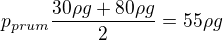 $p_{prum}\frac{30\rho g+ 80\rho g}{2}=55 \rho g$