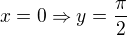 $x=0 \Rightarrow y=\frac{\pi}{2}$