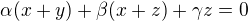 kopírovat do textarea $\alpha( x+y)+\beta (x+z) +\gamma z=0$