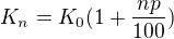 $K_{n}=K_{0}(1+\frac{np}{100})$