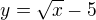 kopírovat do textarea $y=\sqrt{x}-5$