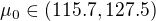 kopírovat do textarea $\mu_0 \in (115.7 , 127.5)$