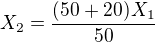 kopírovat do textarea ${X_2}=\frac{(50+20)X_1}{50}$